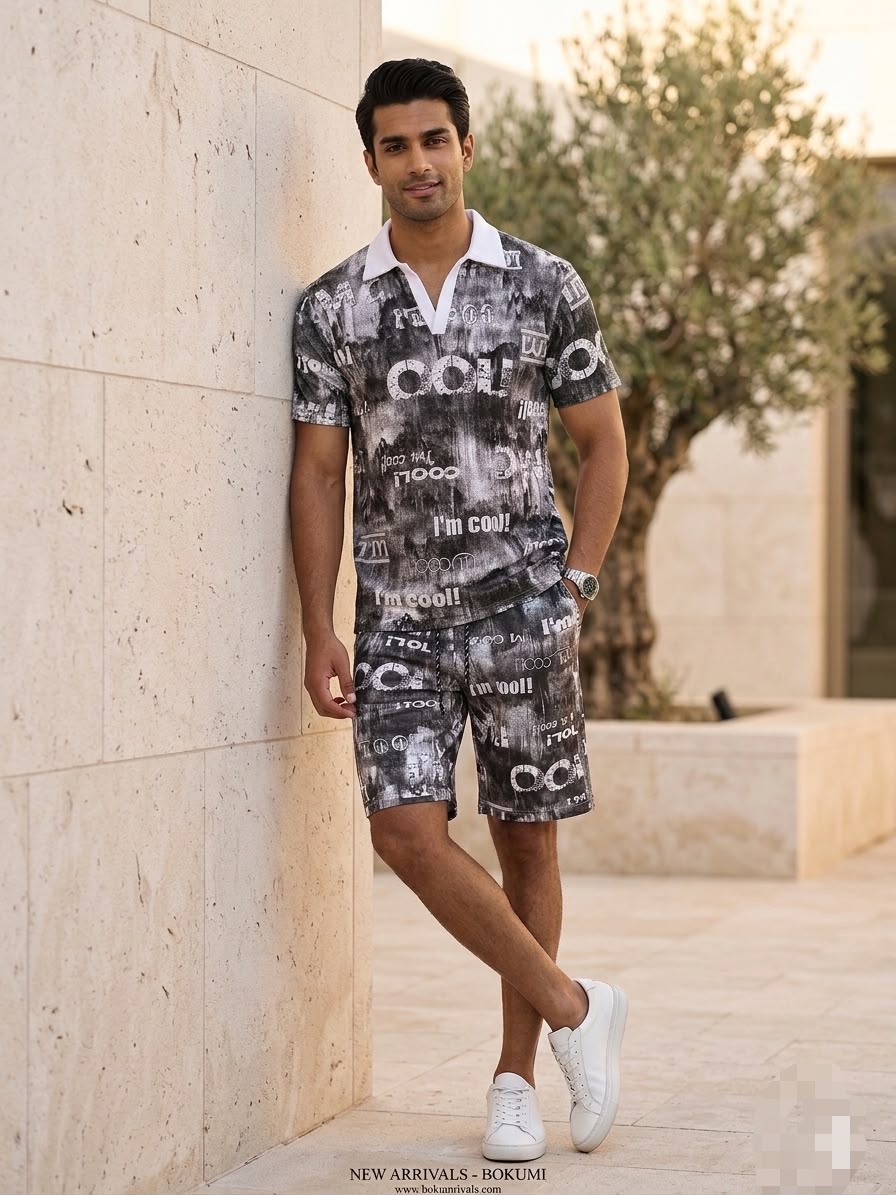 V neck T-Shirt & Short Suit