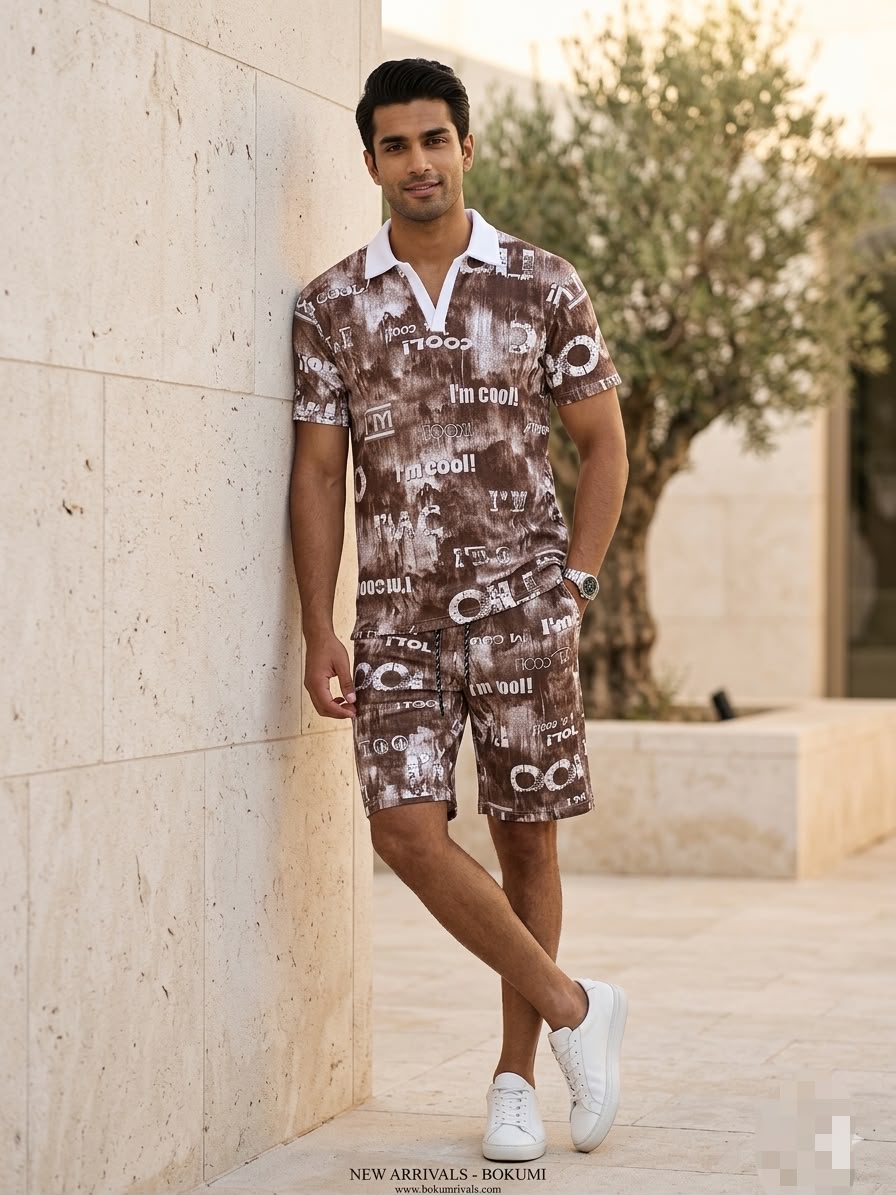 V neck T-Shirt & Short Suit